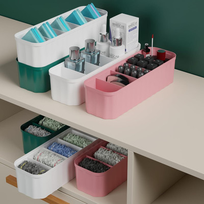 DEEJET 4 PC Socks/Underwear 5-Compartment Storage Boxes Socks&Closet Organizer Drawer Divider(Plastic)