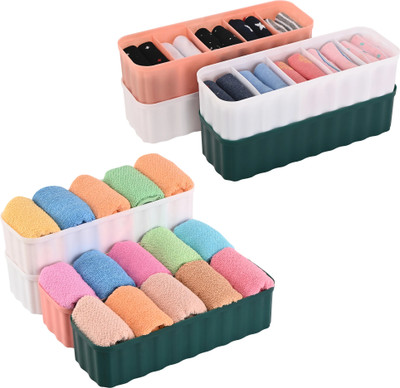 KUBER INDUSTRIES 8 Pcs Multi-Purpose Wardrobe Storage Organizer with Compartments | Multicolor Closet Divider(Plastic)