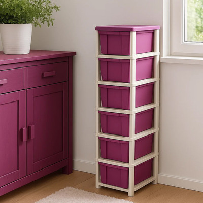 MAXTID 6 Layer Pink Modular Drawer MultiPurpose for Home Office, Parlour, school Drawer Divider(Plastic)