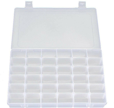 Nelinho 36 Grid Transparent Plastic Box with Adjustable Partitions for Storing Jewellery, Manicure, Make-up Tols Closet Divider(Plastic)