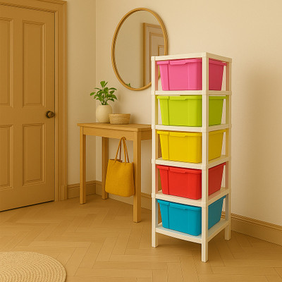 MAXTID 5 Layer Multicolor Modular Drawer Organizer for Office, Hospital, school Drawer Divider(Plastic)