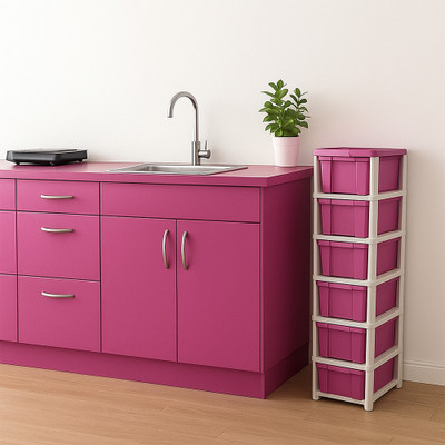 MAXTID 6 component Pink Drawer MultiPurpose for Home Office, Parlour, school Drawer Divider(Plastic)