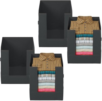 Ansarii Pack of 4 Storage Organizer | Non-Woven Shirt Stacker | Foldable Wardrobe Drawer Divider(Nylon)