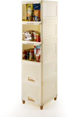 KWINTAS Set of 5 foldable closet NEW Plastic 5 Door Wardrobe(Finish Color - CREAM, DIY(Do-It-Yourself))