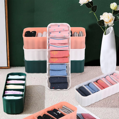 KUBER INDUSTRIES 4 Pcs Multi Purpose Wardrobe Storage Organizer with Compartments | Multicolor Closet Divider(Plastic)