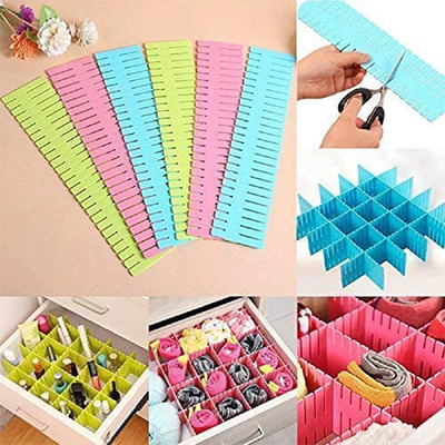 PMW Interlocking Drawer Clapboard Divider - Plastic Divider For Shelfs - Pack Of 8 - Drawer Divider(Plastic)