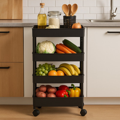 Surety for Safety 4 Tier Multi Purpose Storage Organizer Rack for Home Plastic Kitchen Trolley Drawer Divider(Plastic, Plastic)