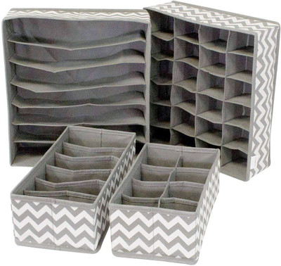 Moxtiza 4 Pcs Foldable Storage Box Drawer Divider Innerwear Storage Closet Drawer Divider(Fabric)