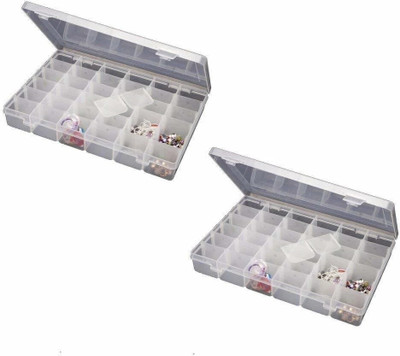 Philocaly Enterprise 36 Grid Transparent Plastic Box with Adjustable Partitions for Storing Jewellery, Manicure, Make-up Tols Drawer Divider Drawer Divider(Plastic)