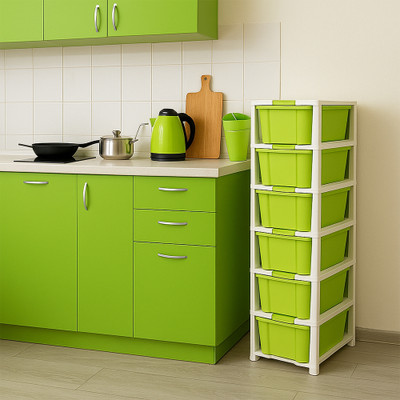 MAXTID 6 component Green Drawer Home Essentials Free Standing Chest of Drawers Drawer Divider(Plastic)