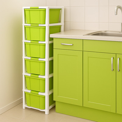 MAXTID 6 Layer Green Modular Drawer MultiPurpose Organizer for HomeHospital,school Drawer Divider(Plastic)