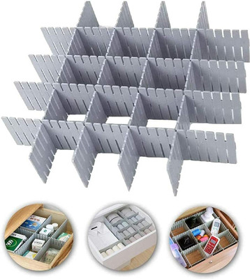 keskriva 8 Pcs Set Grid Drawer Divider Organizer Adjustable Household Storage Strip Drawer Divider(Plastic)