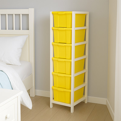 MAXTID 6 Layer Yellow Drawer Plastic Free Standing Chest of Drawers Drawer Divider(Plastic)