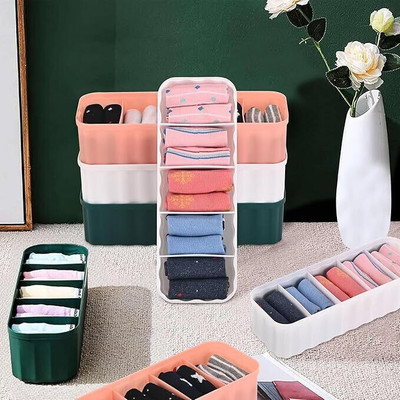 HOMESTIC 4 Pcs Multi Purpose Wardrobe Storage Organizer with Compartments | Multicolor Closet Divider(Plastic)