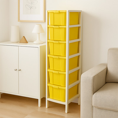MAXTID 6 Layer Yellow Drawer Organizer Home/Parlour and Storage Solution Drawer Divider(Plastic)