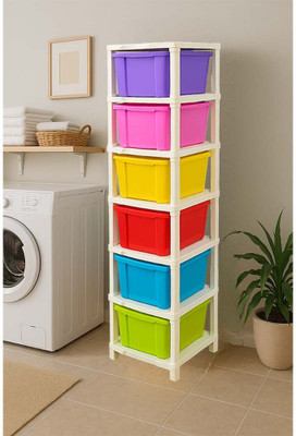 MAXTID 6 Layer MultiColor Kids Drawer Essentials Free Standing Chest of Drawers Drawer Divider(Plastic)