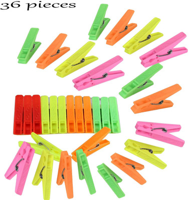 UniBoss Multipurpose 36 Pcs Cloth Clips | Cloth Hanging Pins Plastic Cloth Clips(Multicolor Pack of 36)