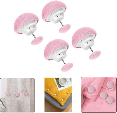 HARVA Bedroom Duvet Cover Fixing Clips with Buttons Pins for Blanket Bed Sheet Curtain Cotton, Stainless Steel, Plastic Cloth Clips(Pink Pack of 4)