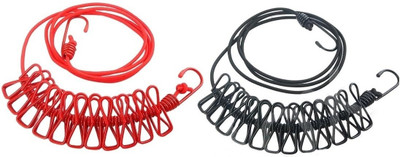 CRAZYGOL Clothes line with 12 PCS Clips for Travel Outdoor Indoor (Pack of 2) Cast Iron Cloth Clips(Multicolor Pack of 2)