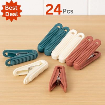 KitchenCart Extra Strong Plastic Clothes Clips for Rope and Stand | Laundry Clips Hanger Plastic Cloth Clips(Multicolor Pack of 24)
