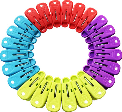 HARSHVANI Strong and Durable Clips for Clothes Drying, Hanging (24 Pcs) Plastic Cloth Clips(Multicolor Pack of 24)