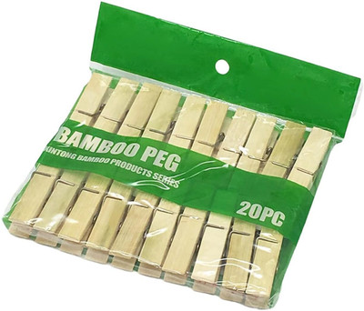 Happiory Each pin measures 6 cm in length and 1.2 cm in width. Bamboo, Iron Cloth Clips(Beige)