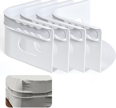 XEAMUSY 4Pcs Heavy Duty Bed Sheet Straps Keep Sheets Firm & Tight, Fit Any Size Mattress Polypropylene Cloth Clips(White Pack of 4)