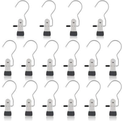 TrendyTrolley 16 PC Hanging Clips, Premium Clothes Pin, Boot Hanger, Clip Hanger, Laundry Clip Stainless Steel Cloth Clips(Silver Pack of 16)