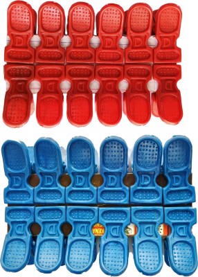 denterprise Plastic Cloth Drying Pegs Clips set of 24 pieces red and Blue Color Plastic Cloth Clips(Multicolor Pack of 24)