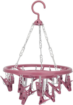 KOGENT ENTERPRISES Plastic Ceiling Cloth Dryer Stand Plastic Cloth Drying Stand Hanger with 16 Clips/pegs, Baby Clothes Hanger Stand(1 Tier)