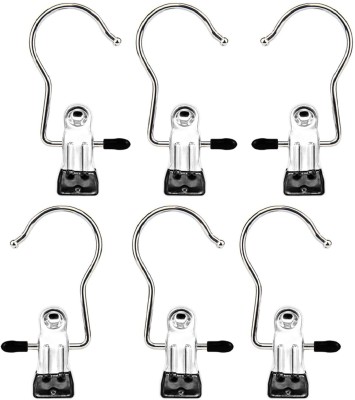 GOPINATH AUTOLINK 6PCS Laundry cloth hook pins Socks Towel Clips Pants Socks Handbags Stainless Steel Cloth Clips(Silver)