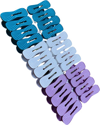 EZK 24 Pcs Premium Quality Cloth clips for drying clothes Plastic Cloth Clips(Multicolor Pack of 24)