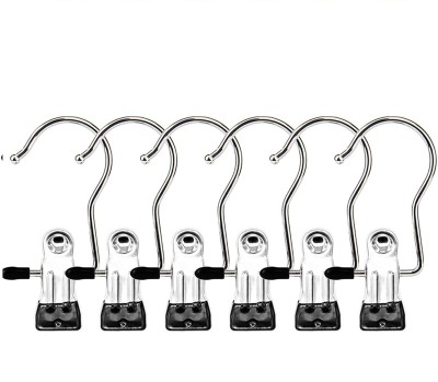 MEBISO Stainless Steel Laundry Boot Hanging Clips-Pins for Pants, Shoes, and More Stainless Steel Cloth Clips(Steel Pack of 6)