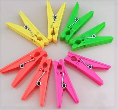 Shree Enterprise heavy cloth peg plastic perfect Plastic Heavy Quality Cloth Hanging Clips Plastic, Stainless Steel Cloth Clips(Multicolor Pack of 24)