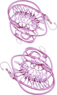 Wenzel Multi Functional Portable Drying Rope with 12 Clips Nylon Cloth Clips(Pink Pack of 2)