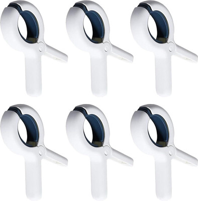 KIPSOME Plastic Clothes Pins with Strong Anti-Rust Springs,Heavy Duty Beach Towel Clips Plastic Cloth Clips(Blue, White Pack of 6)