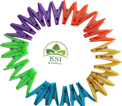 KSI Cloth Peg Plastic Hanging Clips for Cloth Drying Pegs for Hanger Ropes Plastic Cloth Clips(Multicolor Pack of 30)