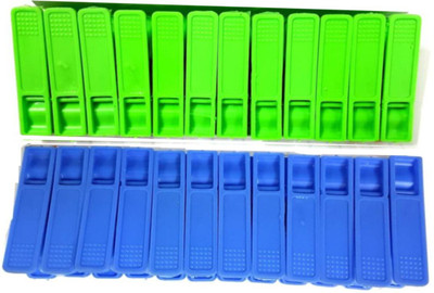 CRAZYGOL Strong heavy duty grip stainless steel metal spring laundry High Quality Plastic Cloth Clips(Multicolor Pack of 24)