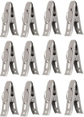 thriftkart Stainless Steel Cloth Drying Clips Cloth Pegs Multipurpose for Cloth Drying Stainless Steel Cloth Clips(Silver Pack of 12)