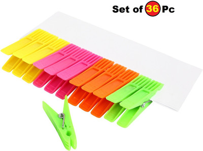 Villwin PWK CLOTH CLIPcloth_clip 241 classic 36_Pcs H18 Plastic Cloth Clips(Multicolor Pack of 36)