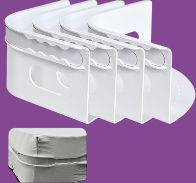 Naridream 4Pcs Bed Sheet Heavy Lock Holders*V1 Plastic Cloth Clips(White)