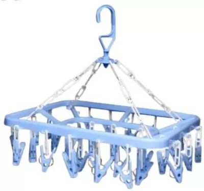 Philocaly Enterprise Plastic Ceiling Cloth Dryer Stand 32 clip hanger Plastic Cloth Clips(Blue)