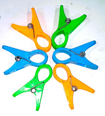 BharatSS 6 pc Saree Prepleating Clips 4 Inch Size, Heavy Duty Clothes Pegs Plastic Cloth Clips(Multicolor Pack of 6)