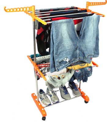 TNC Steel, Plastic Floor Cloth Dryer Stand T-CDS-O1SS2TR-050218(2 Tier)