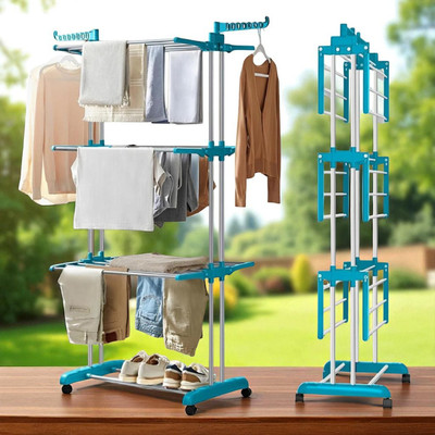 QUXOZO Steel Floor Cloth Dryer Stand 12Month Warranty Rust Free Premium Material-17(3 Tier)