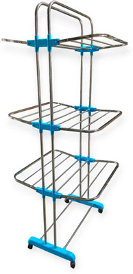 RAJBHAN Steel, Plastic Floor Cloth Dryer Stand SUPER DELUX PLASTICK STEEL HAVY DUTY 27 X 72 X 26 INCHIS SIZE(3 Tier)
