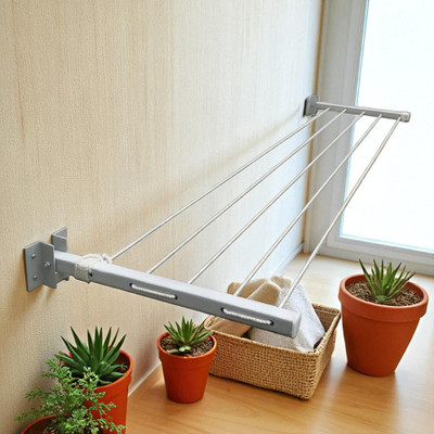 dryits Steel Wall Cloth Dryer Stand With 40-50 feet rope / 150 kg load capacity Best cloth dryer stand 5 tier hgr/1(5 Tier)