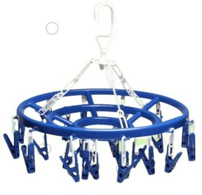 KOGENT ENTERPRISES Plastic Ceiling Cloth Dryer Stand Laundry Hangers with 16 Clip Round Sock Drying Rack Hanger Storage(1 Tier)