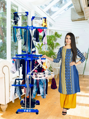 TNC Steel, Plastic, Aluminium Floor Cloth Dryer Stand Movable & Foldable Stainless Steel Jumbo Double Pole 3 Tier Stand JB2SS3T V-88(3 Tier)