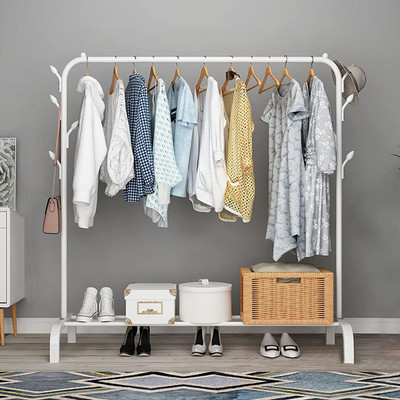 YOZO Aluminium Wall Cloth Dryer Stand Storage Rack 6 Hooks Coat and Umbrella Metal(5 Tier)